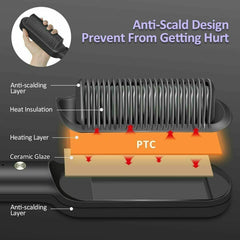 Royal Hair Straightener Brush Straightening Curler Hot Comb Electric Adjustable Heat