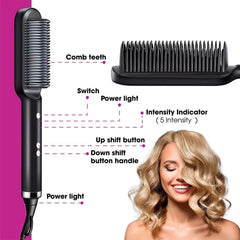 Royal Hair Straightener Brush Straightening Curler Hot Comb Electric Adjustable Heat