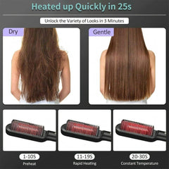 Royal Hair Straightener Brush Straightening Curler Hot Comb Electric Adjustable Heat